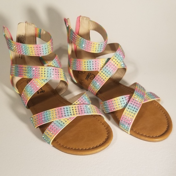 🌸 Art Class Size 3 Girls Rainbow Sandals - Picture 1 of 7